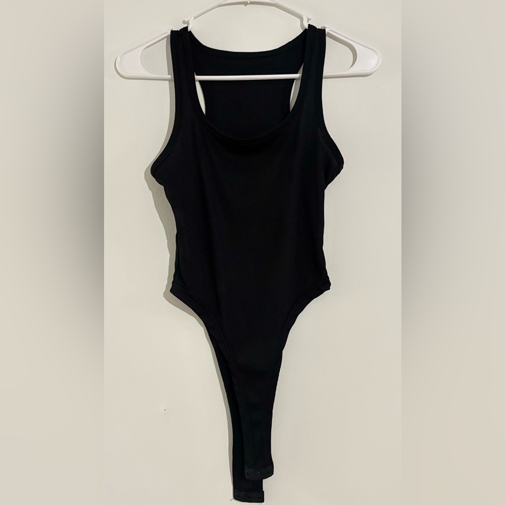 Black Ribbed Knit Bodysuit – Size Small - Picture 3 of 4